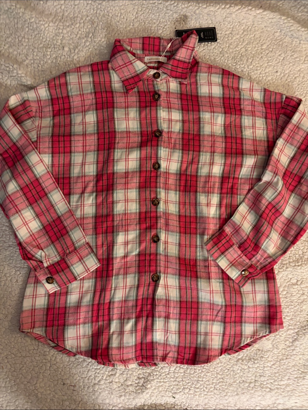 Women's Pink Plaid Button-Up Blouse